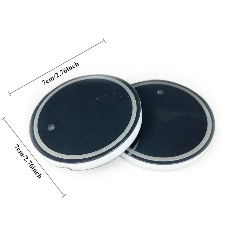 LED Cup Holder Lights 7 Colors Changing Light Car Rear Windshield Decorative Light Luminescent Car Coasters Pad